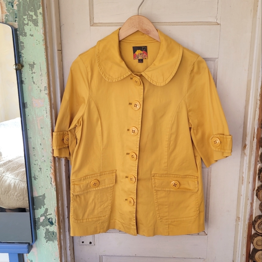Forever 21 Marigold Yellow Short Sleeve Lightweight Jacket Size Small
